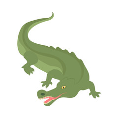 Crocodile Cartoon Icon in Flat Style Design