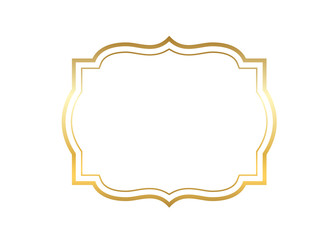 Gold frame. Beautiful simple golden design. Vintage style decorative border isolated white background. Elegant gold art frame. Empty copy space decoration, photo, banner Vector illustration