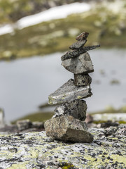 stack of stones in mountains in norway
