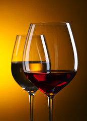 glasses with red and white wine
