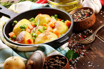 Pan of Boiled and baked potato