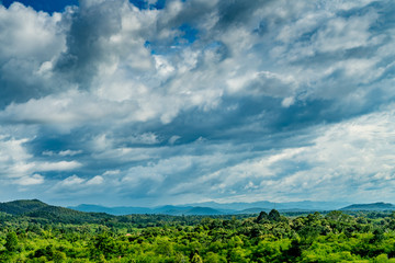 Mountain with white cloud on Blue sky