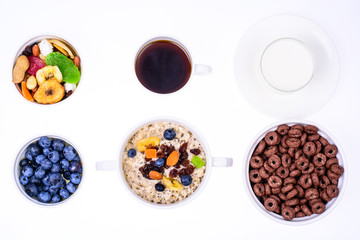 Obraz na płótnie Canvas Set of dishes for easy, healthy breakfast