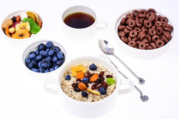 Set of dishes for easy, healthy breakfast
