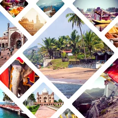 Rolgordijnen Collage of India and Sri Lanka images - travel background © Curioso.Photography