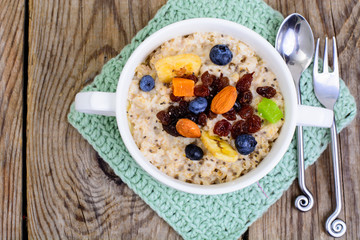 Porridge from oatmeal for breakfast