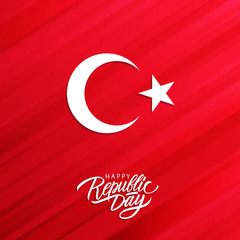 Turkey Happy Republic Day, october 29 celebrate card with hand lettering greetings. Vector illustration.