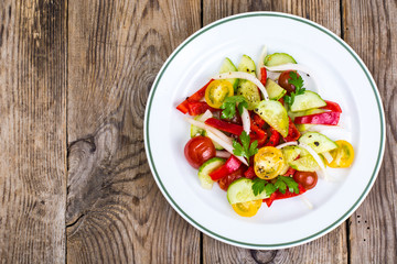 Spicy salad of fresh vegetables with chili
