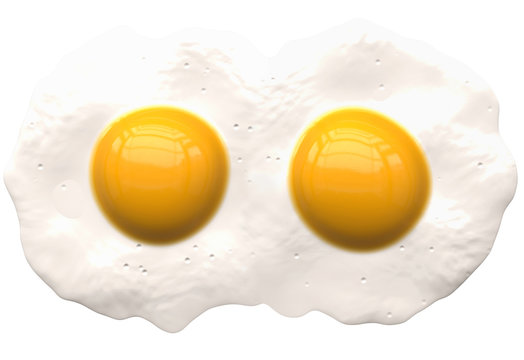 poached eggs isolated on white - 2 coupled