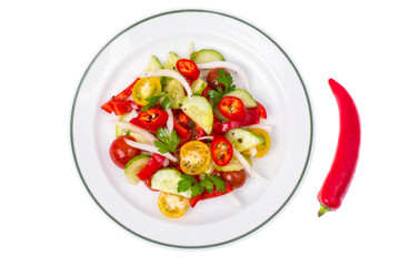 Vegan salad with hot pepper