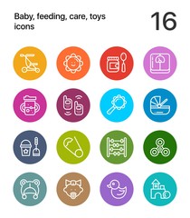 Colorful Baby, feeding, care, toys icons for web and mobile design pack 3