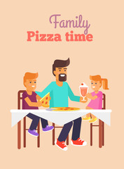 Family Pizza Vector Illustration in Fathers Day