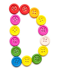 Sewing button alphabet: D