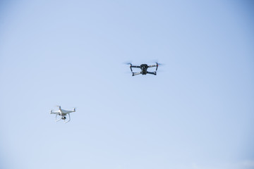 Two flying drones