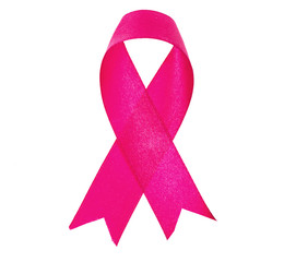 Pink ribbon breast cancer on white background