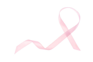 Pink ribbon breast cancer on white background