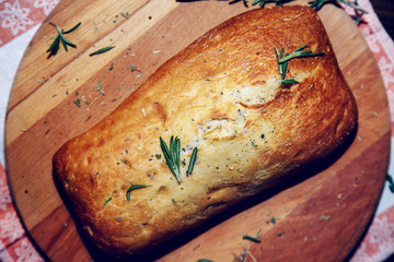 Traditional Italian ciabatta bread with herbs.