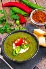 Spicy dishes with chilli of mashed vegetables