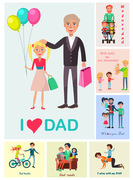 I Love Dad Poster of Daughter with Dad and Images