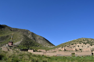 The prayer flags around the mountain behind Labrang or Xiahe, in Amdo Tibet