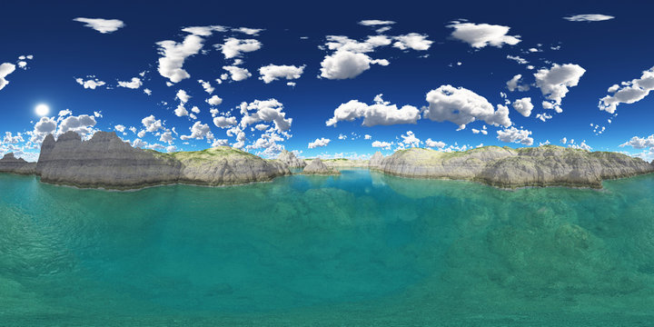 360 Grad Panorama mit einem Gebirgssee