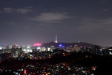 Korea, Namsan Tower and night view of Seoul