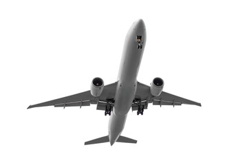 Passenger airplane isolated on white background.