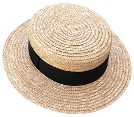 Fototapeta na wymiar chapeau de paille, canotier, fond blanc