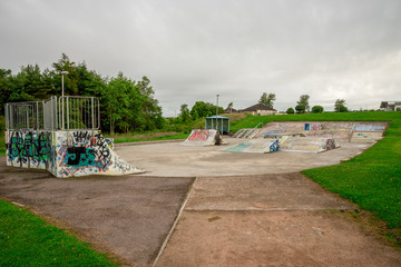 A skate park in Westfield park, Aberdeen, Scotland