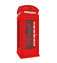 Fototapeta premium British Red Telephone Booth Isolated