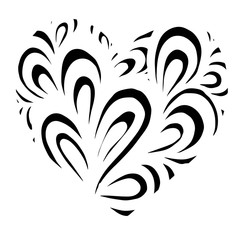 Hand drawn heart with ornament isolated. Vector illustration