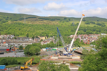 Crane laying a new bridge