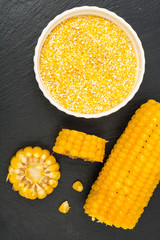 Corn groats and cobs