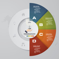 4 steps process. Simple&Editable abstract design element. Vector.