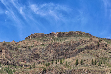 Breathtaking landscape with the most beautifull mountain peaks on grand canary, canary islands, spain.