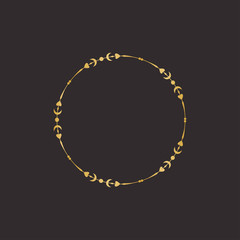 Fototapeta premium Gold round frame with floral elements. Greeting card with place for text, gold menu and invitation border. Vector illustration. 