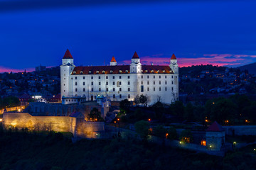Fototapeta na wymiar Bratislava castle in sunset, Slovakia