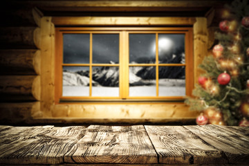 xmas time and desk of free space 