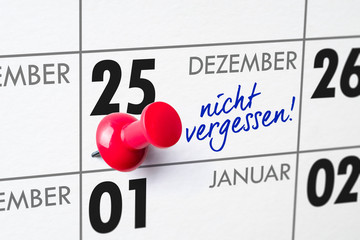 Wandkalender - 25. Dezember