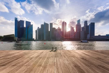 Photo sur Plexiglas Ville sur leau Waterfront view of city skyline, Singapore, South East Asia