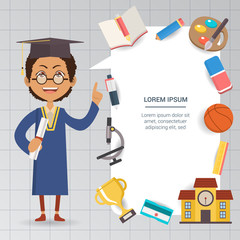 Education infographic template with flat color style and editable elements