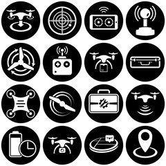 Set of simple icons on a theme drone, vector, design, collection, flat, sign, symbol,element, object, illustration. White background