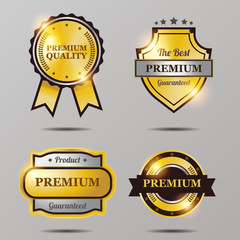 Premium golden badge collection with shiny color