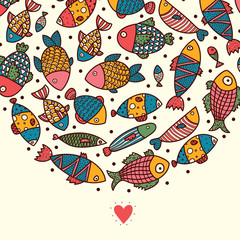 Love fish! Cute postcard.