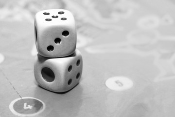 Gambling dices isolated on game paper