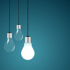 Lightbulb with green background. Vector illustration.