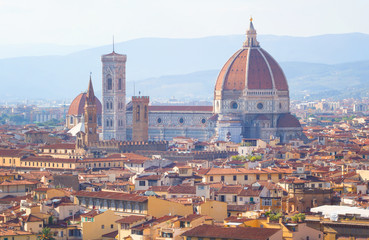 Fototapeta na wymiar View of the Cathedral Santa Maria del Fiore in Florence, Florence (Firenze) cityscape, Italy.