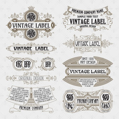 Old vintage floral elements - ribbons, monograms, stripes, lines, angles,border, frame,label, logo - vectors