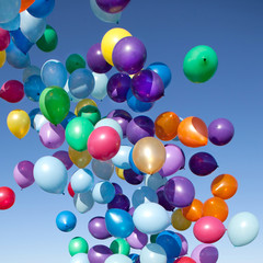 Fototapeta na wymiar Colorful Balloons flying in the sky party