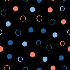 Abstract handmade round seamless pattern background. Childish handcrafted wallpaper